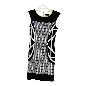 FRANK LYMAN‎ Woman’s Gorgeous Black White Striped Dress Sz 12